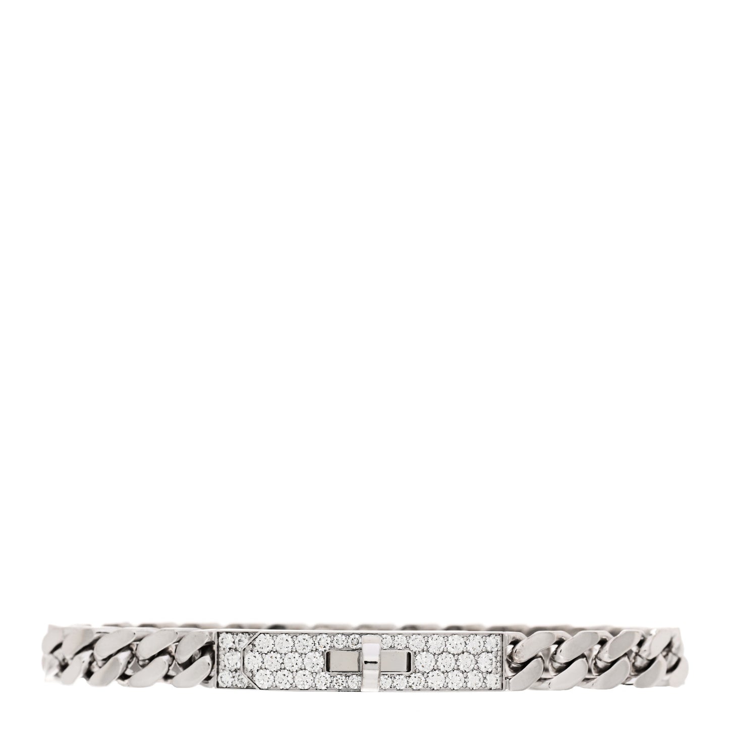 18K White Gold Diamond TPM Kelly Gourmette Bracelet SH