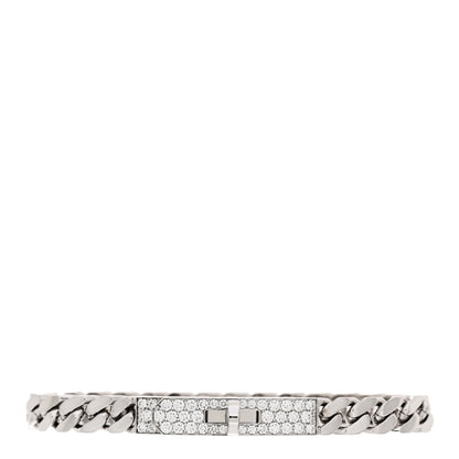 Hermes 18K White Gold Diamond TPM Kelly Gourmette Bracelet SH 2 of 8
