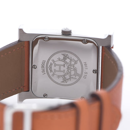 Hermes Stainless Steel Swift 26mm Heure H Hour Quartz Watch Orange 4 of 5