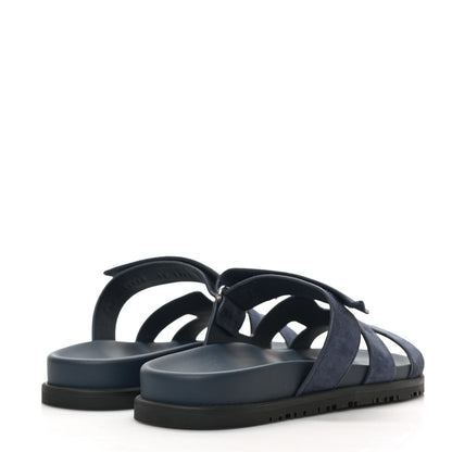Hermes Suede Goatskin Womens Chypre Sandals 38 Bleu Celeste 4 of 9