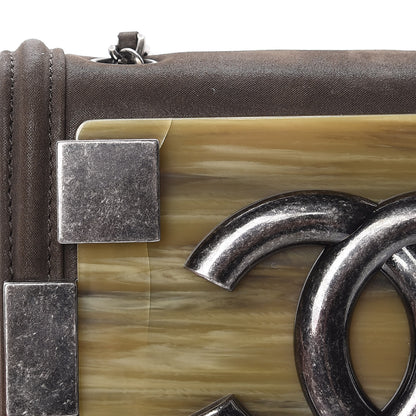 Chanel Iridescent Calfskin Marble Plexiglass Boy Brick Flap Dark Khaki 8 of 8