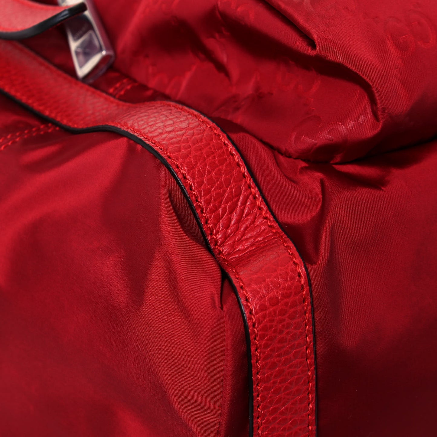 Nylon Monogram Dollar Calfskin Medium Light Double Buckle Backpack Vibrant Red