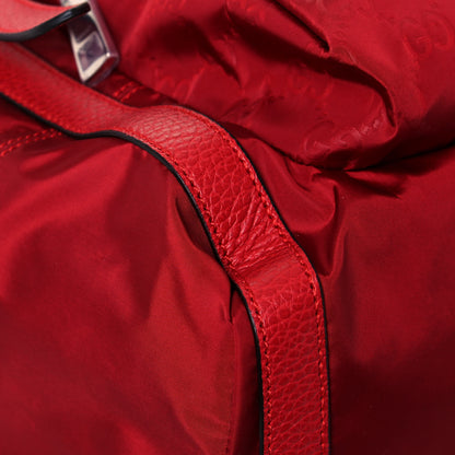 Gucci Nylon Monogram Dollar Calfskin Medium Light Double Buckle Backpack Vibrant Red 10 of 14
