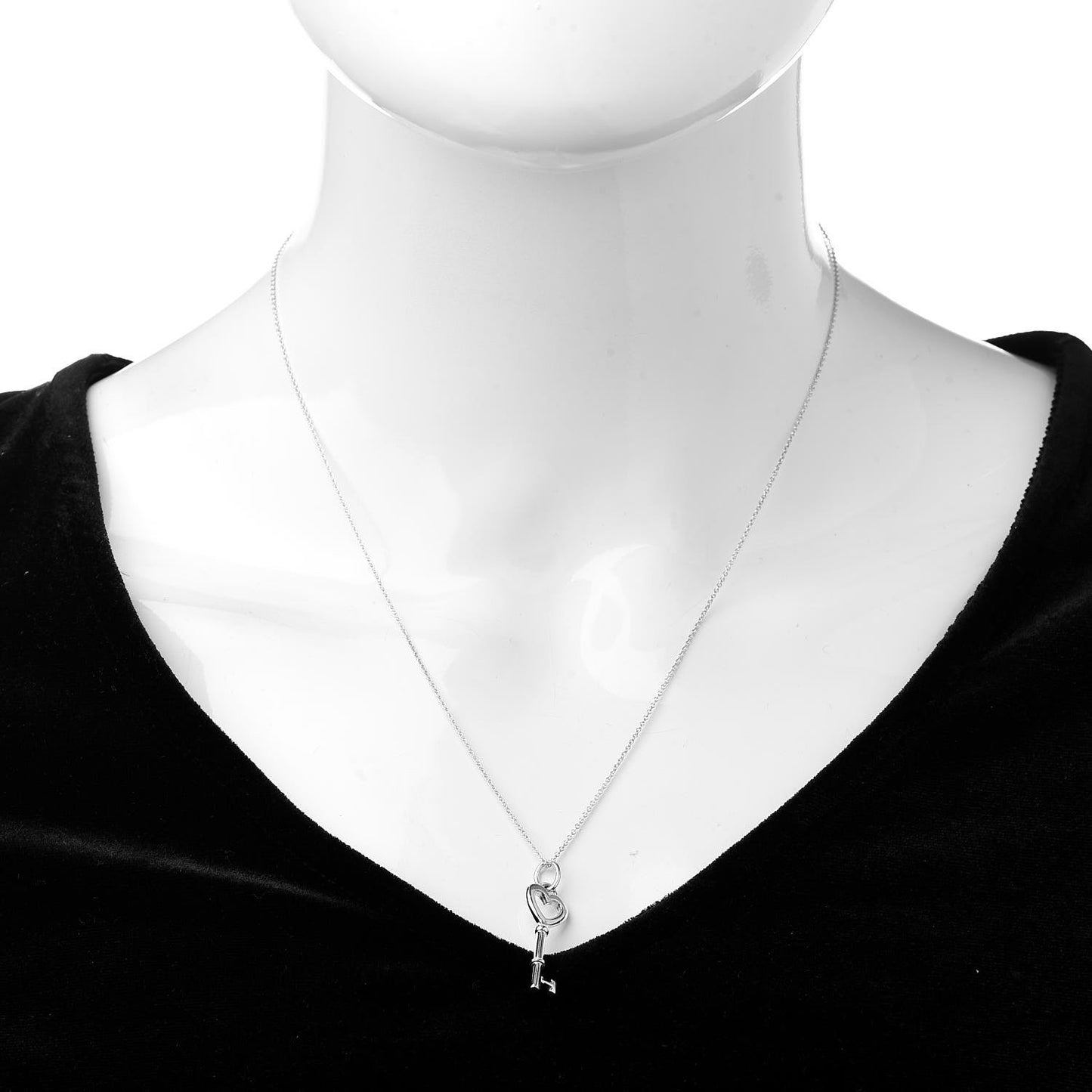 Sterling Silver Heart Key Pendant Necklace