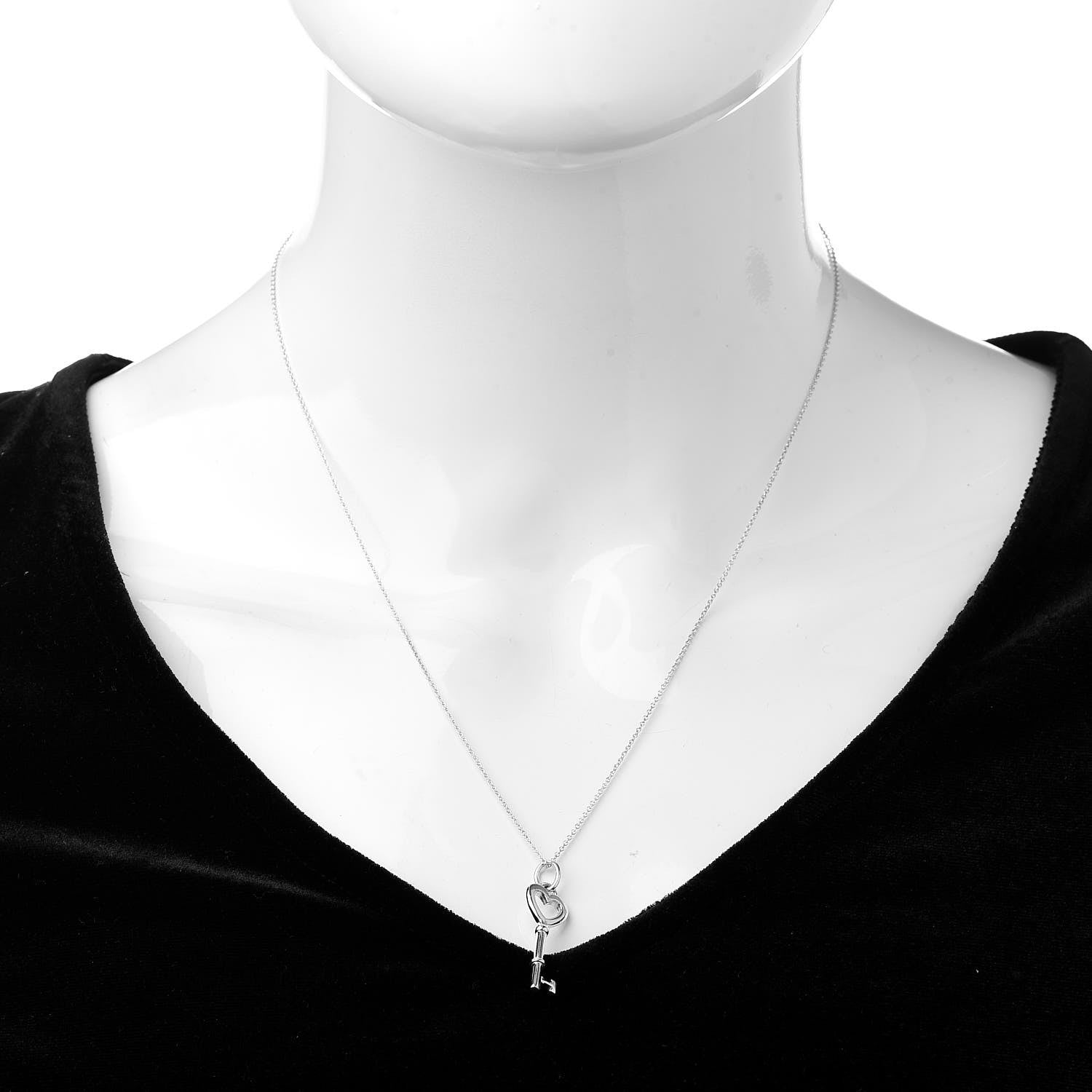 Tiffany Sterling Silver Heart Key Pendant Necklace 2 of 7