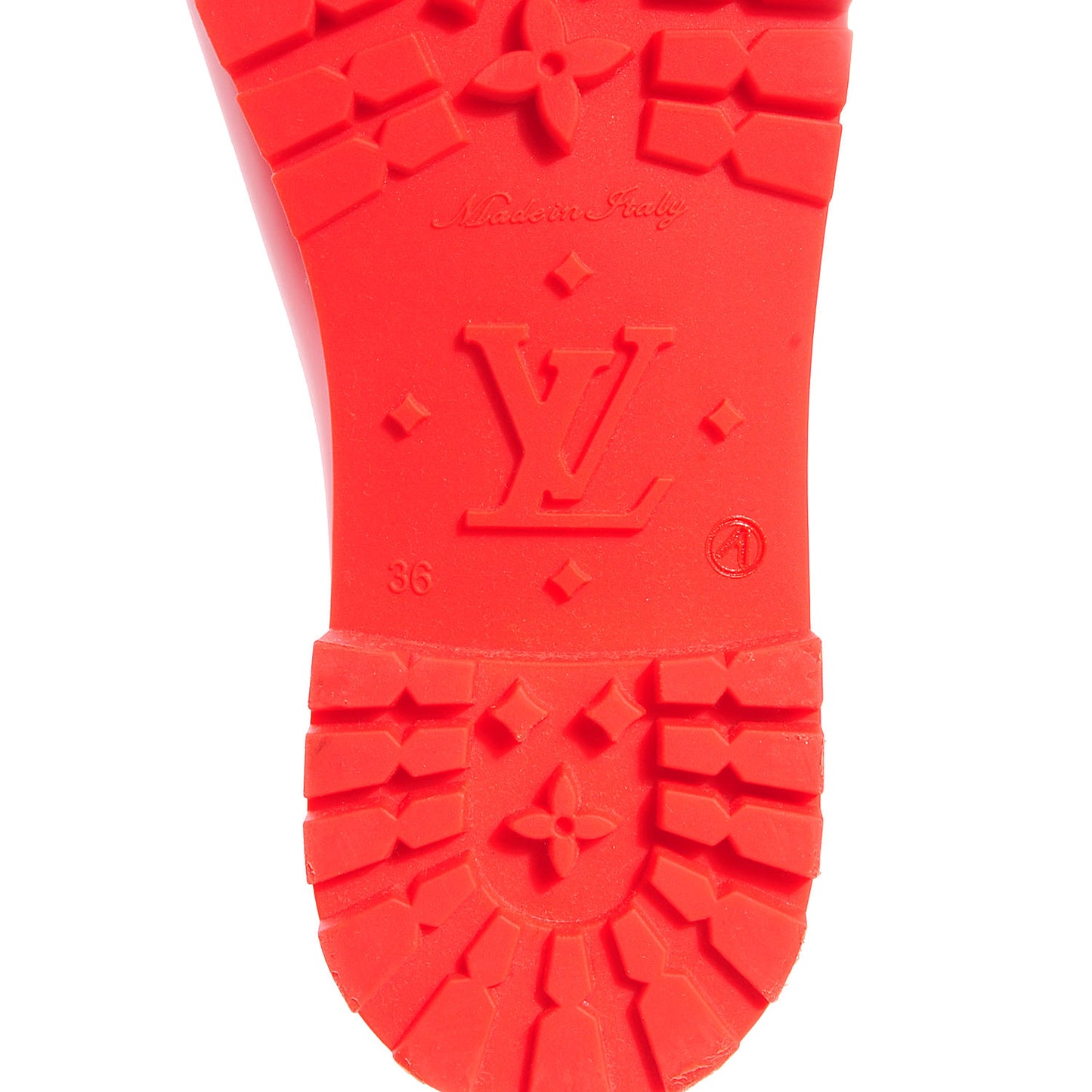 Rubber Embossed Monogram Splash Rain Boots 36 Coral