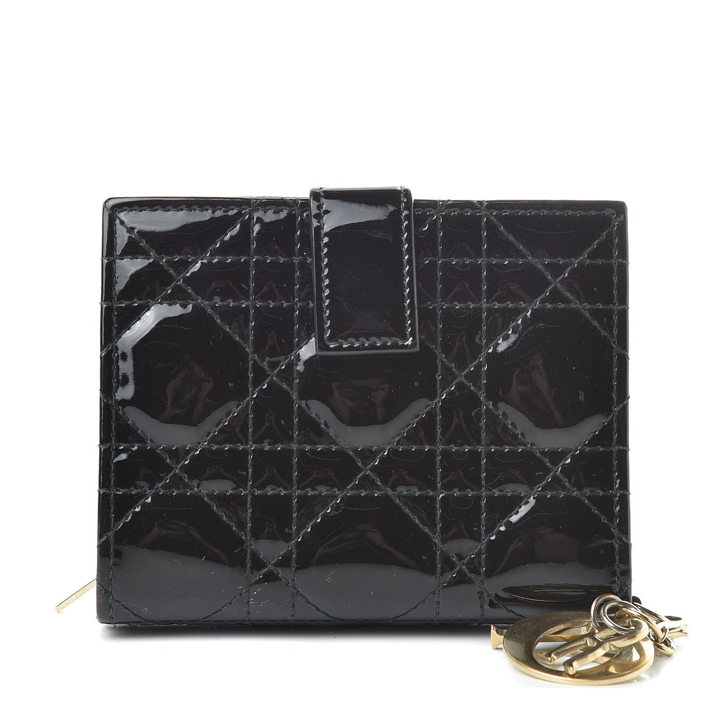 Patent Cannage Lady Dior Eden Wallet Black