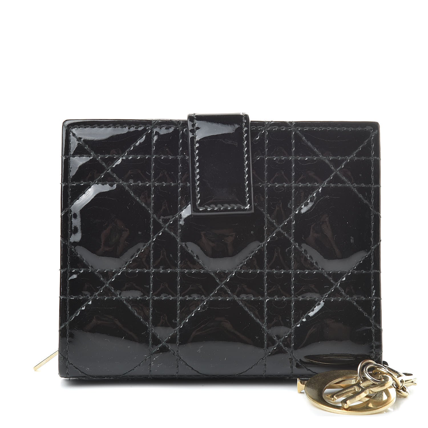 Christian Dior Patent Cannage Lady Dior Eden Wallet Black 1 of 10