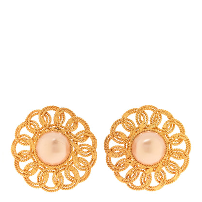 Chanel Pearl Clip On Earrings Gold 1 of 4