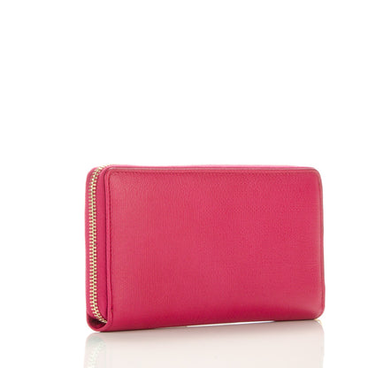 Saint Laurent Calfskin Textured ChYc Zip Around Wallet Fuchsia 3 of 6