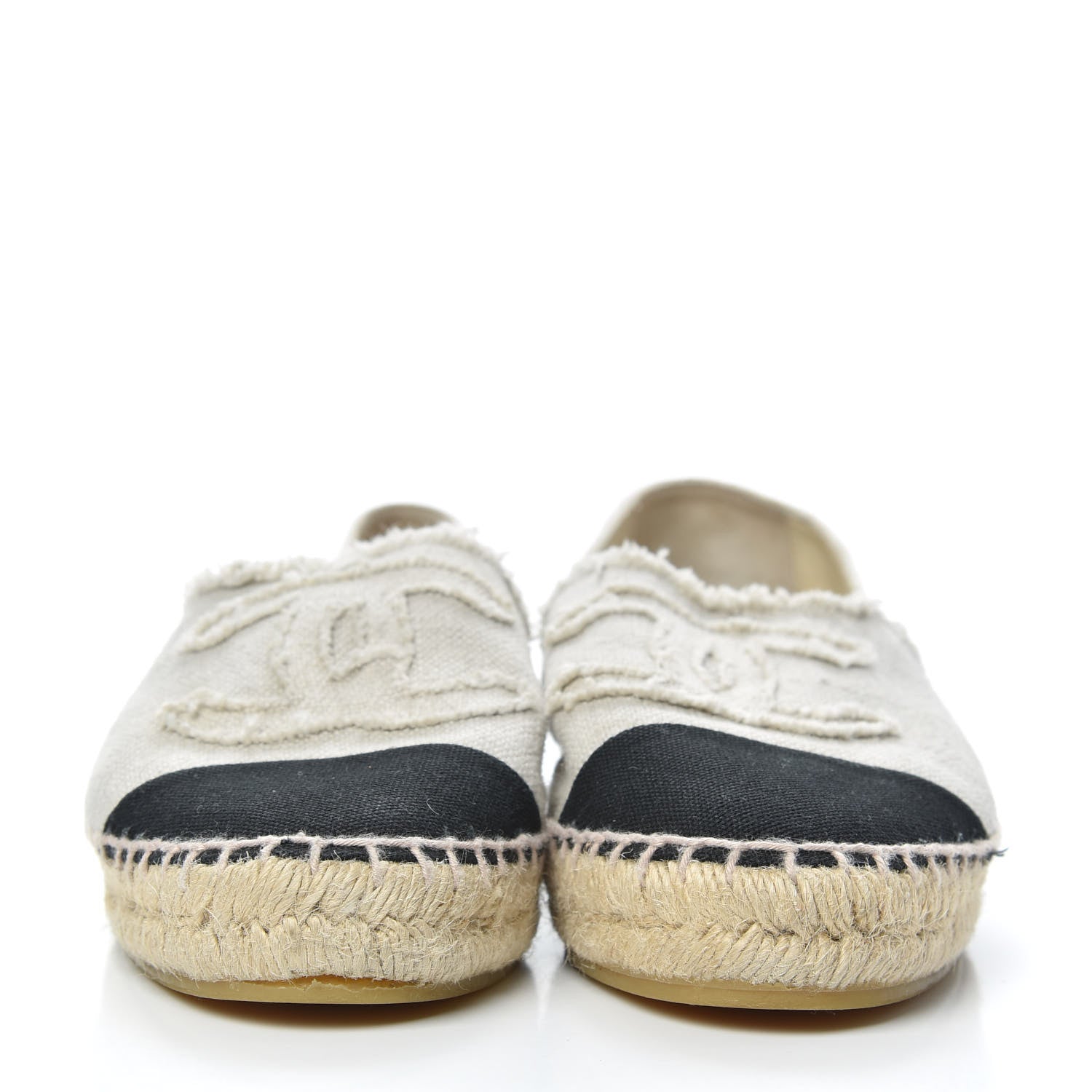 Chanel Linen CC Espadrilles 39 Beige Black 2 of 10