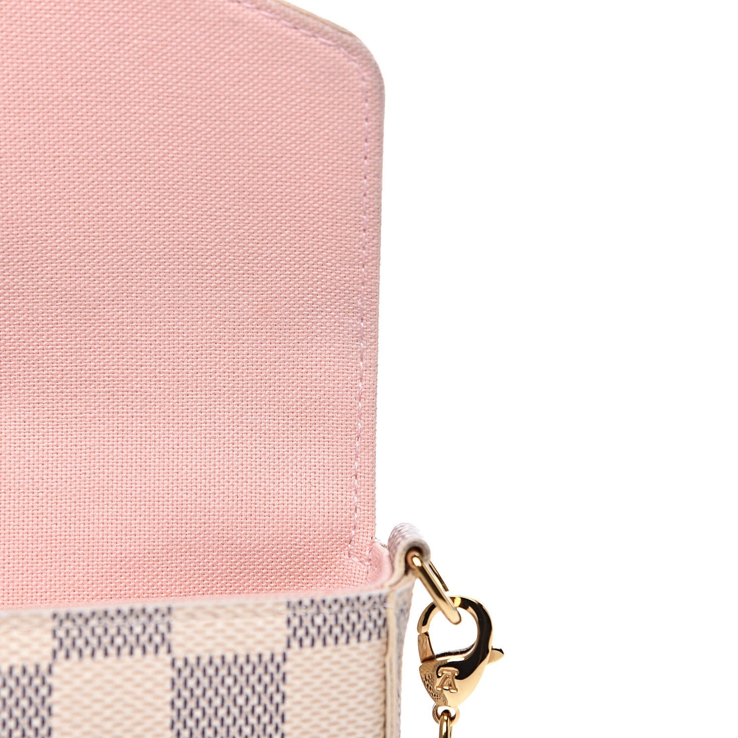 Damier Azur Pochette Felicie Chain Wallet Rose Ballerine