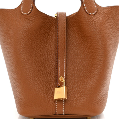 Hermes Taurillon Clemence Picotin Lock 18 PM Gold 8 of 9