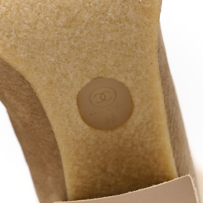 Chanel Shearling Sheepskin Shiny Calfskin Thigh Boots 38 Beige Black 6 of 8