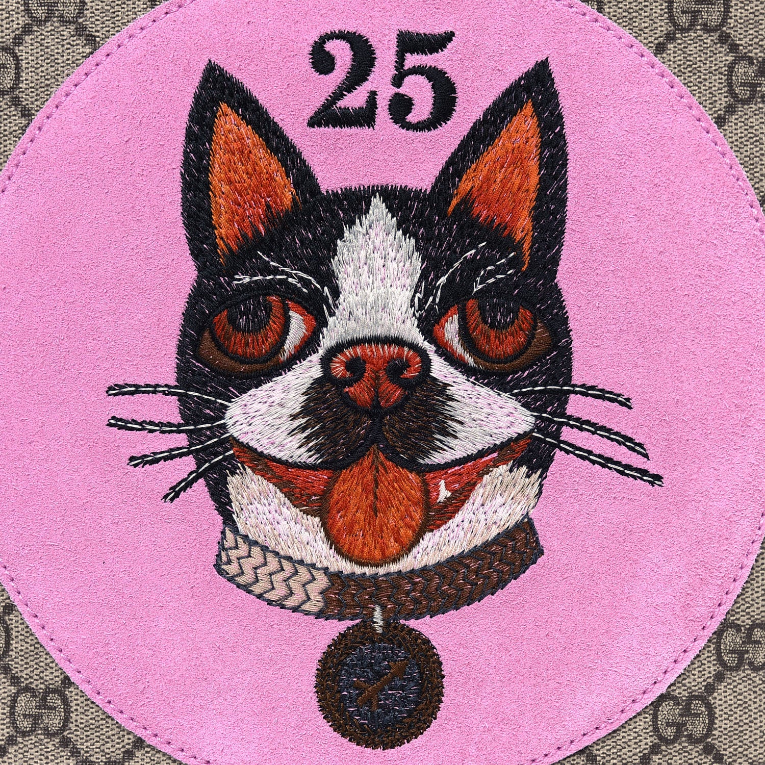 Gucci GG Supreme Monogram Web Bosco Patch Dome Backpack Beige Malva Hibiscus Red 9 of 13