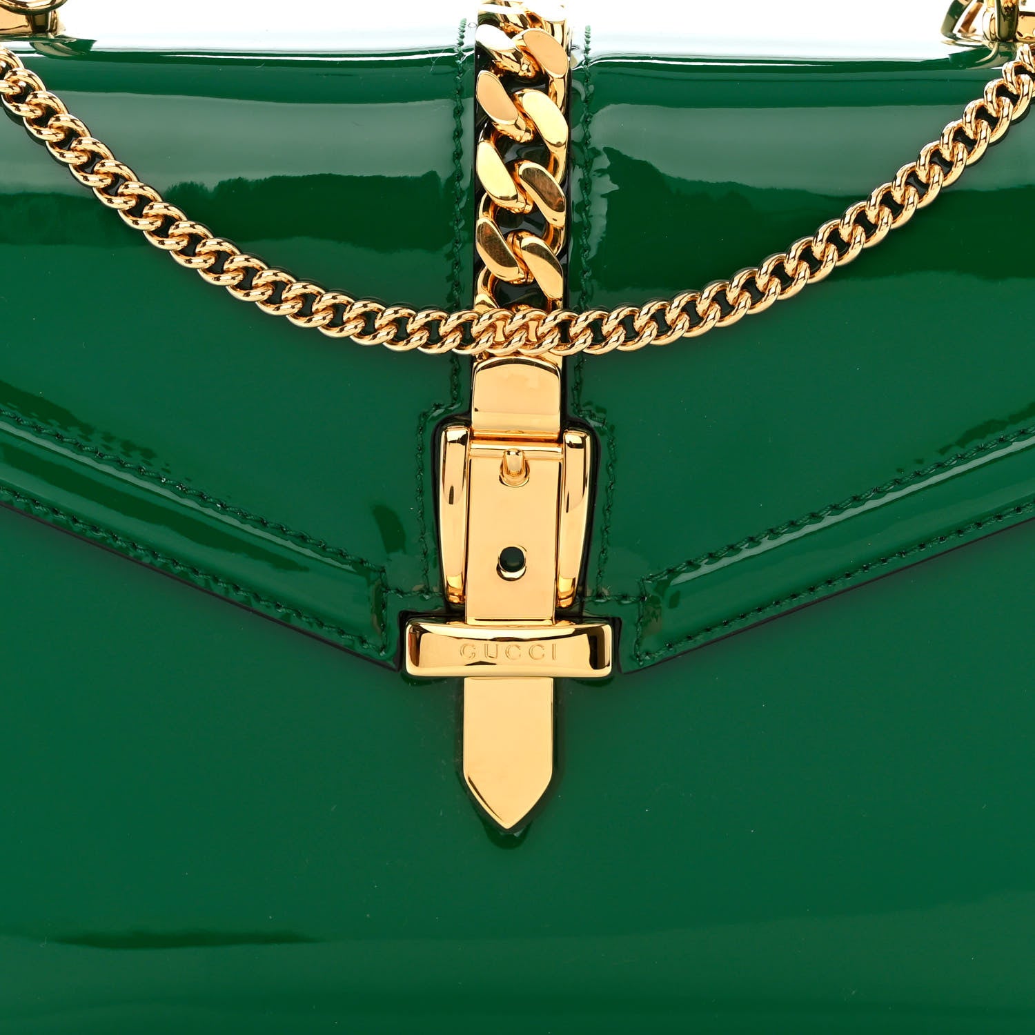 Gucci Mousse Top Patent Small Sylvie 1969 Top Handle Bag Emerald 8 of 10