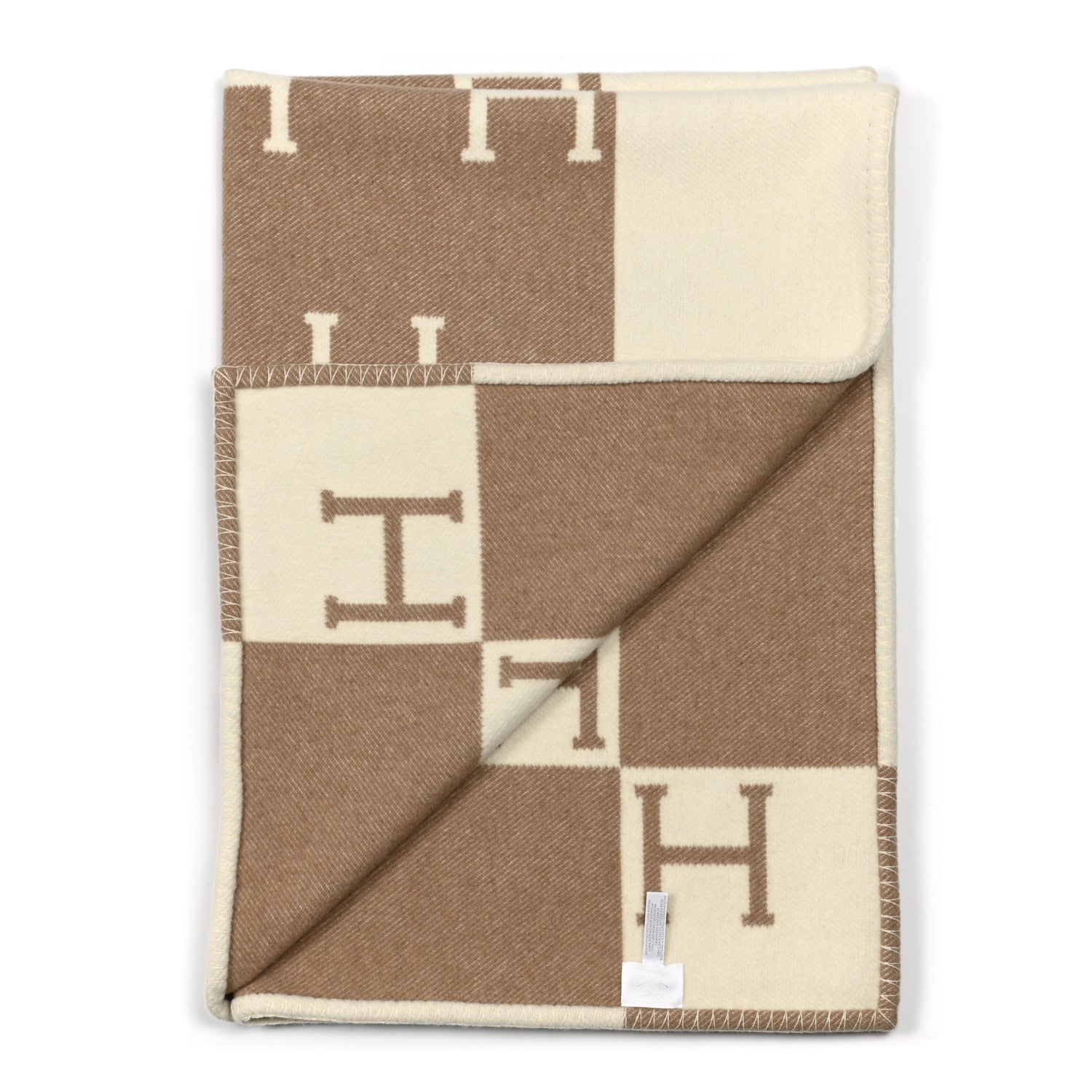 Hermes Wool Cashmere Avalon Baby Blanket Noisette Moyen White 2 of 3