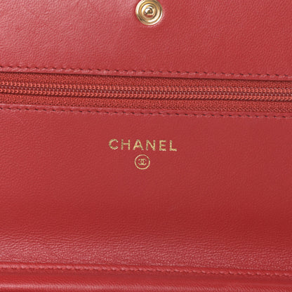 Chanel Lambskin Quilted Boy Wallet On Chain WOC Red 6 of 14