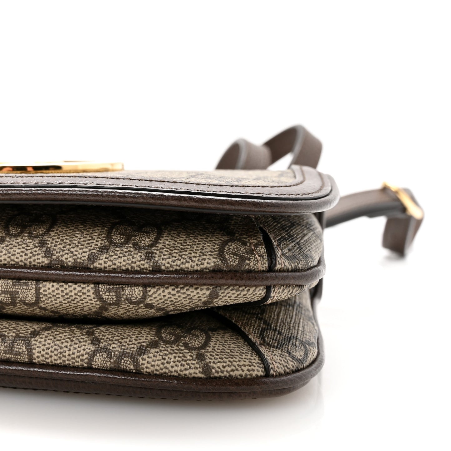 GG Supreme Monogram Textured Dollar Calfskin Mini Blondie Chain Shoulder Flap Bag Beige Ebony New Acero