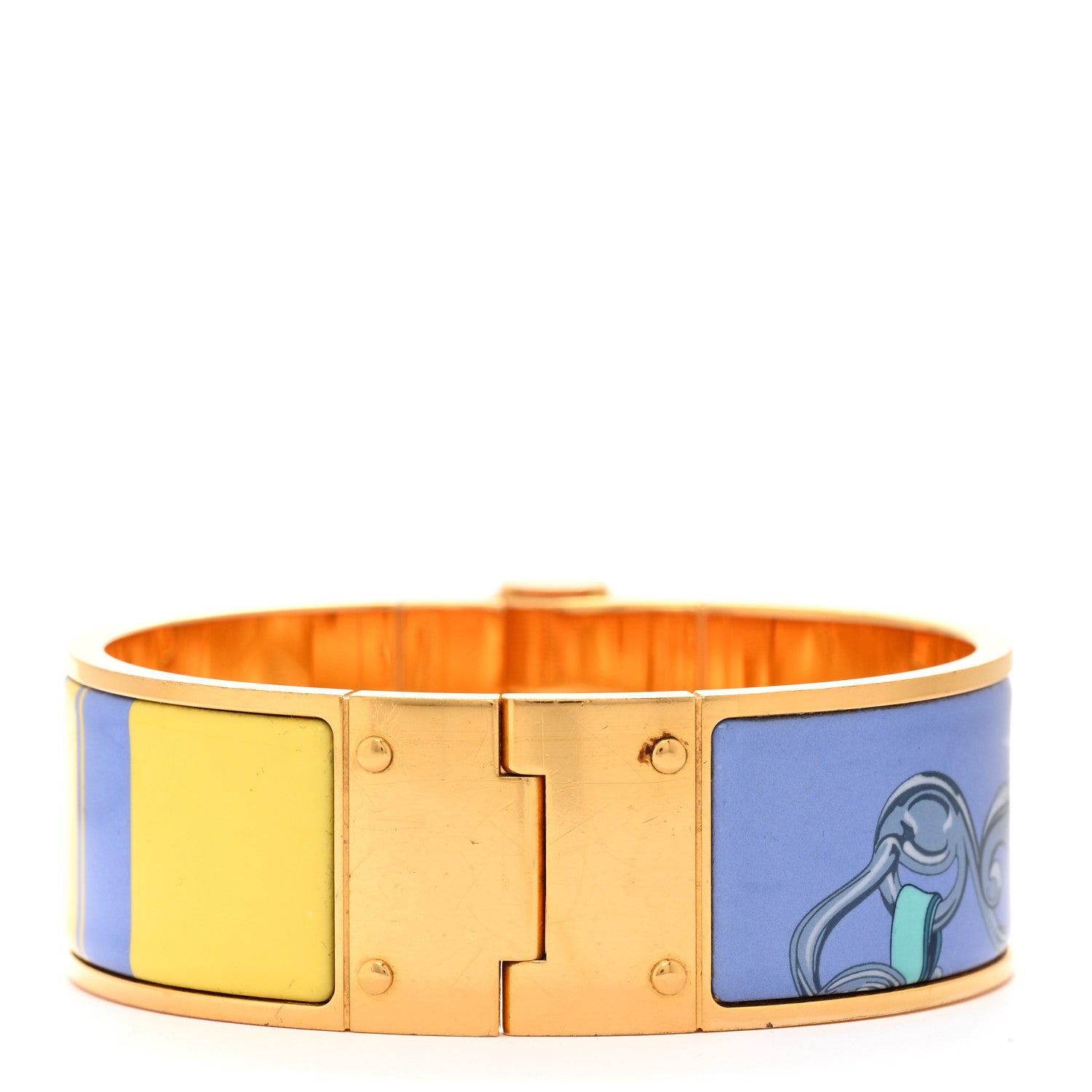 Hermes Enamel Printed Charniere Wide Hinged Bracelet S 3 of 11