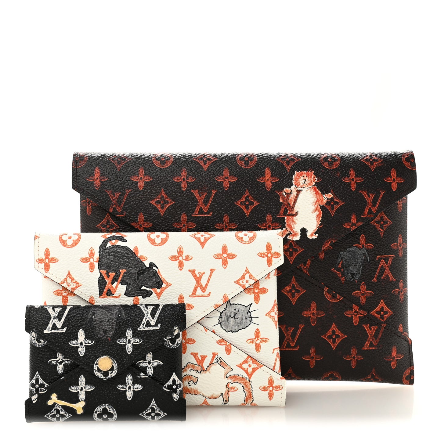 Catogram Kirigami Pochette Set Marron White Black