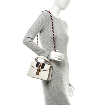 Gucci Calfskin Mini Sylvie Top Handle Bag White 2 of 7