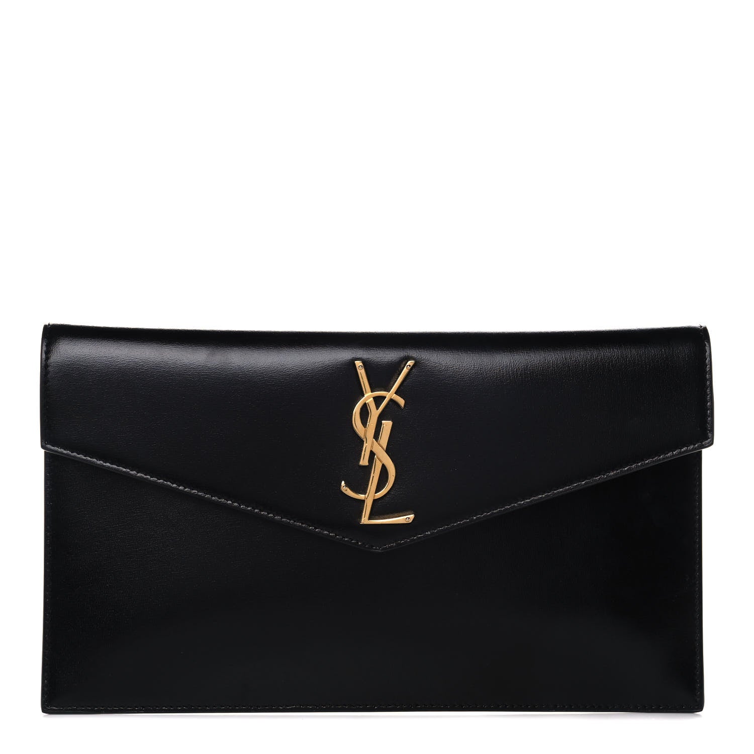 Saint Laurent Smooth Shiny Calfskin Monogram Uptown Pouch Black 1 of 16