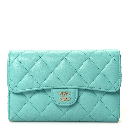 Chanel Caviar Quilted Medium Flap Wallet Light Blue 1 of 9