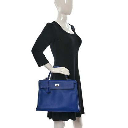 Hermes Epsom Candy Kelly Retourne 35 Bleu Electrique Mykonos 3 of 11