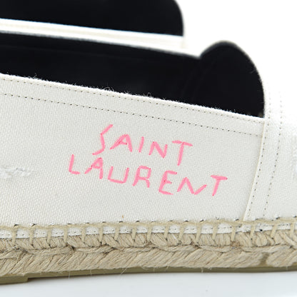 Saint Laurent Canvas Elba Logo Embroidered Espadrilles 41 Panna 5 of 10