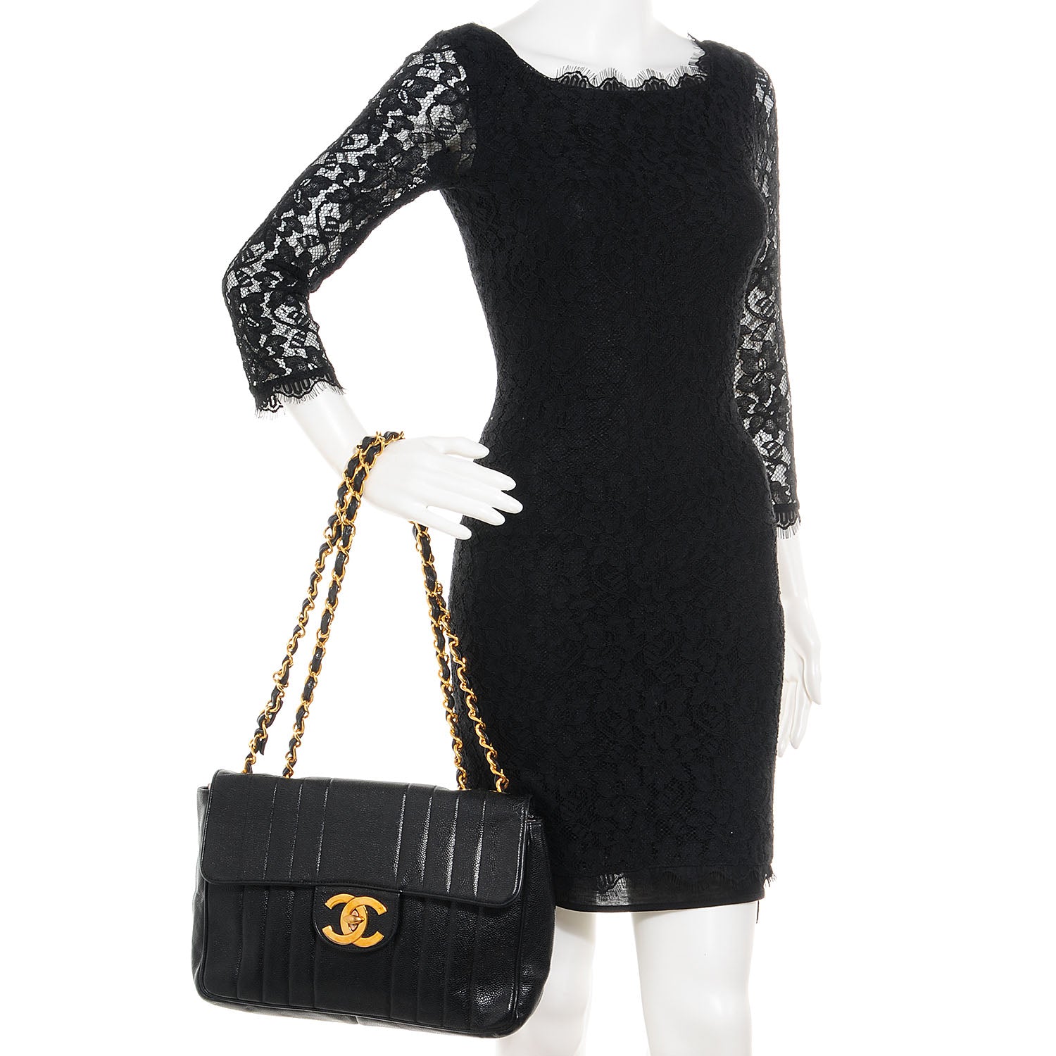 Chanel Caviar Vertical Quilt Jumbo Flap Black 2 of 8