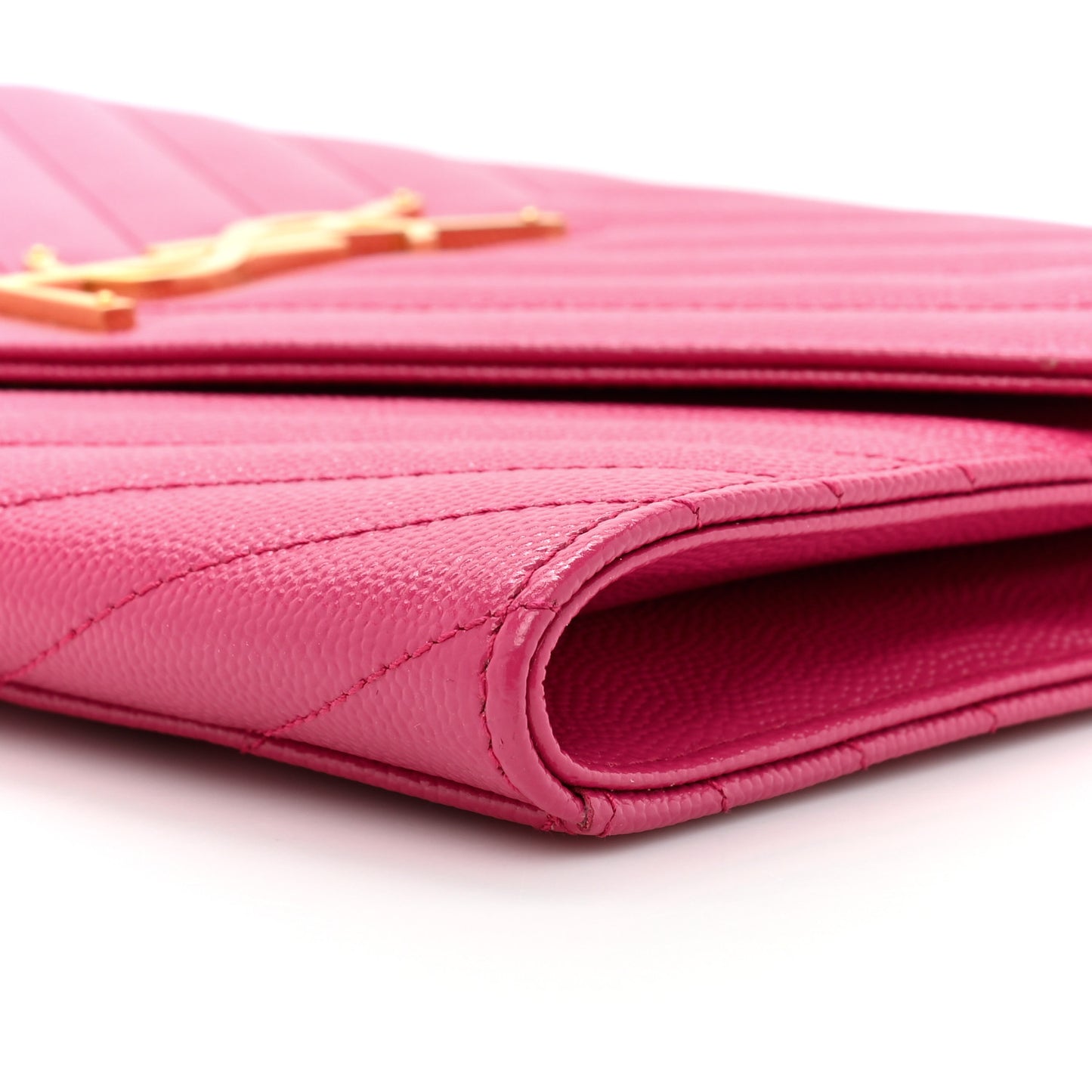Grain De Poudre Matelasse Chevron Monogram Envelope Clutch Fuchsia