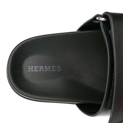 Hermes Calfskin Womens Chypre Sandals 35.5 Black 7 of 8