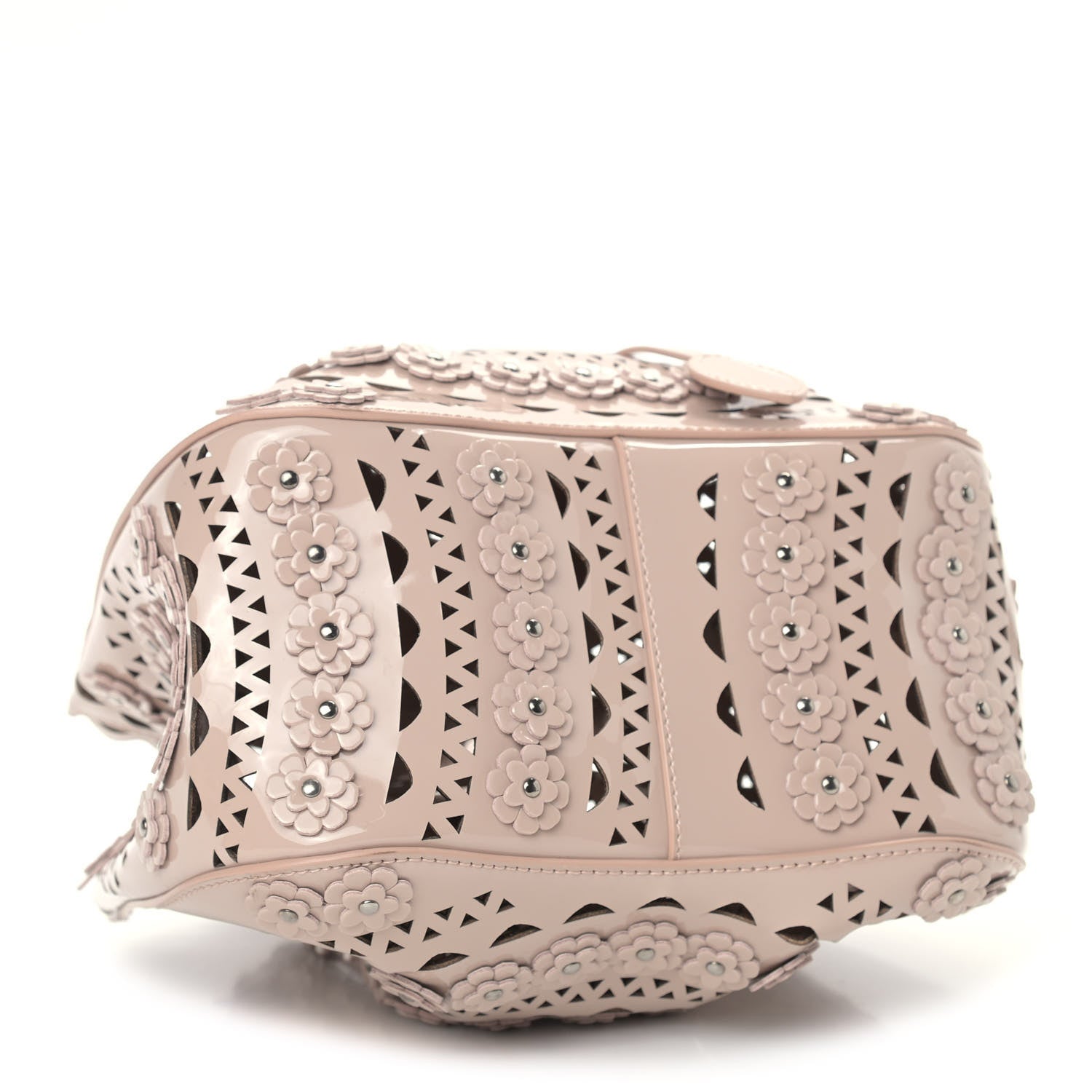 Alaia Patent Calfskin Laser Cut Floral Studded Rose-Marie 19 Bag Sable 4 of 7