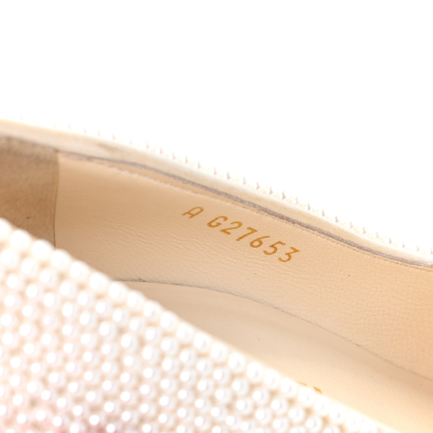 Pearl Sequins Cap Toe Pumps 37.5 Beige Black