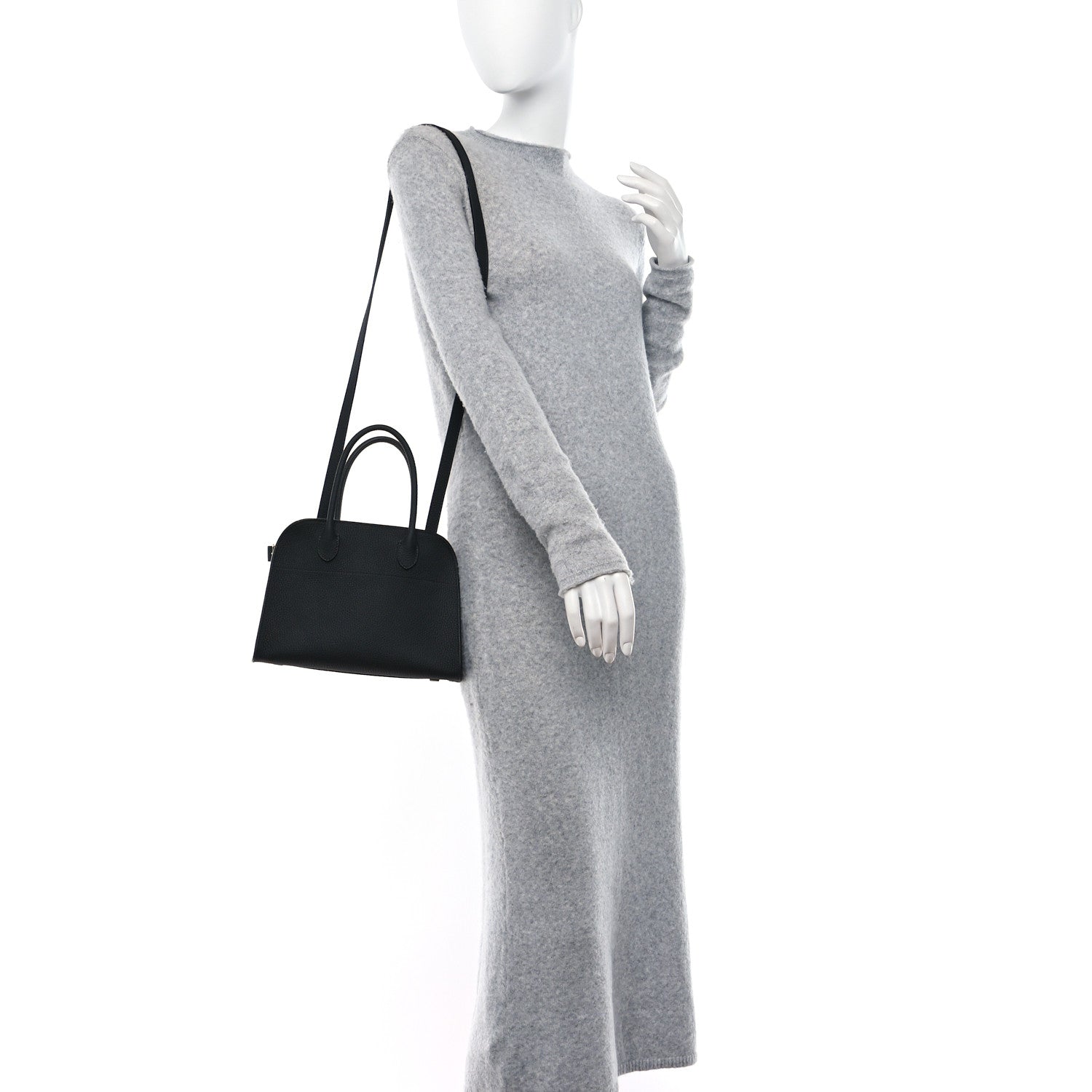 The Row Grained Calfskin Soft Margaux 10 Bag Black 2 of 9