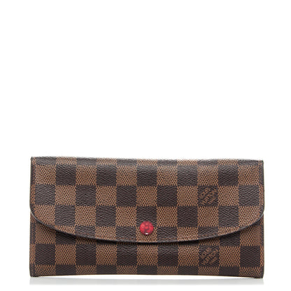 Louis Vuitton Damier Ebene Emilie Wallet Red 1 of 8