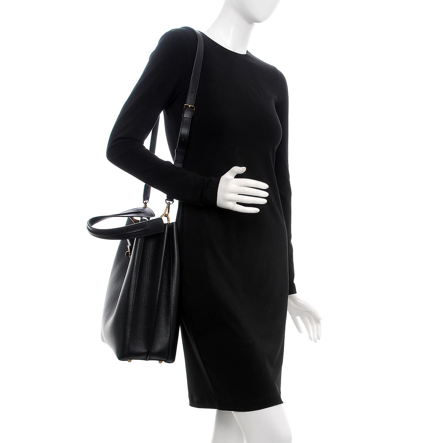 Grained Calfskin Large Milla Hobo Black