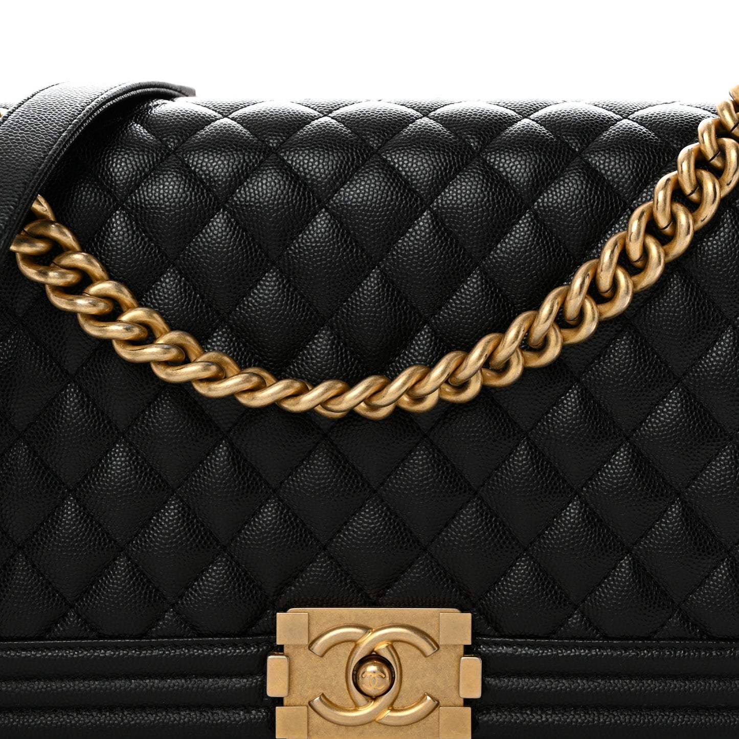 Caviar Diamond Stitched Top Handle Flap Navy