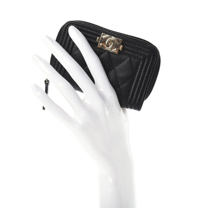 Chanel Caviar Quilted Boy Zip Around Coin Purse Wallet Black 2 of 7