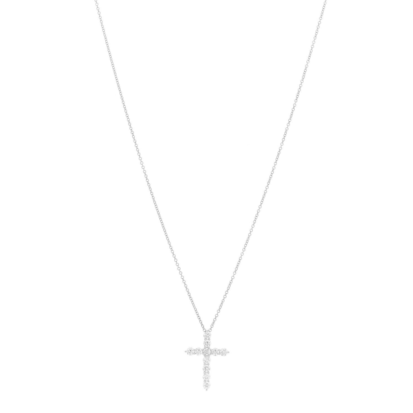 Platinum Diamond Medium Cross Pendant Necklace