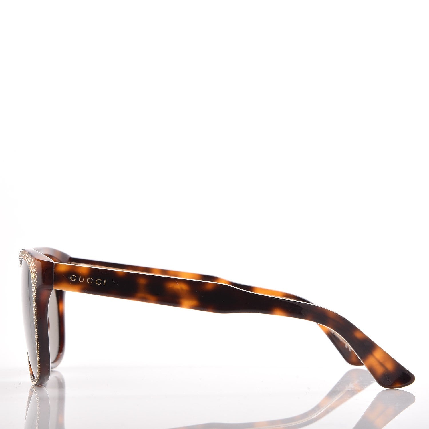 Gucci Rhinestone Acetate Square Sunglasses 3871/S Tortoise 3 of 8