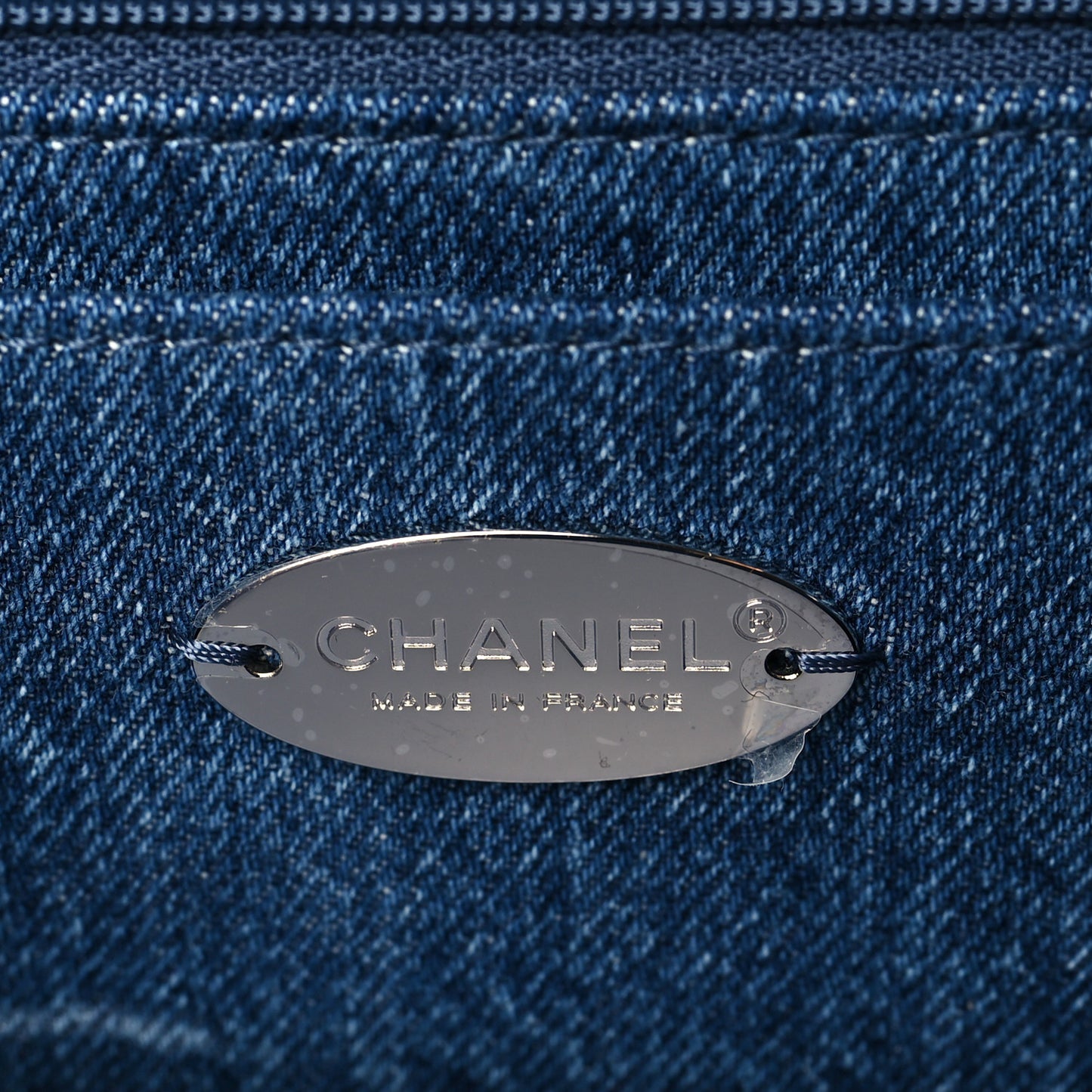 Denim Quilted CC Print Jumbo Single Flap Blue