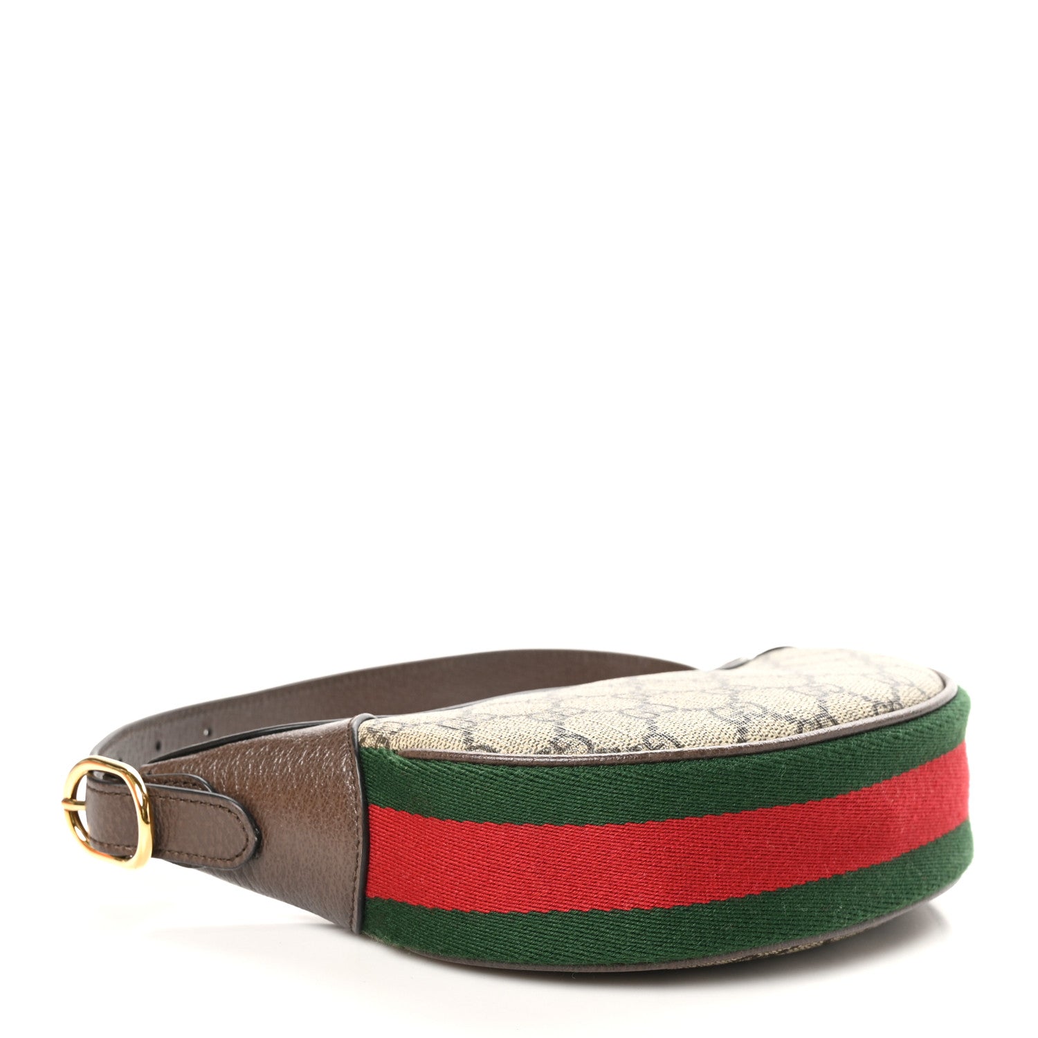 Gucci GG Supreme Monogram Textured Calfskin Web Mini Ophidia Half Moon Hobo Beige Ebony New Acero 4 of 11