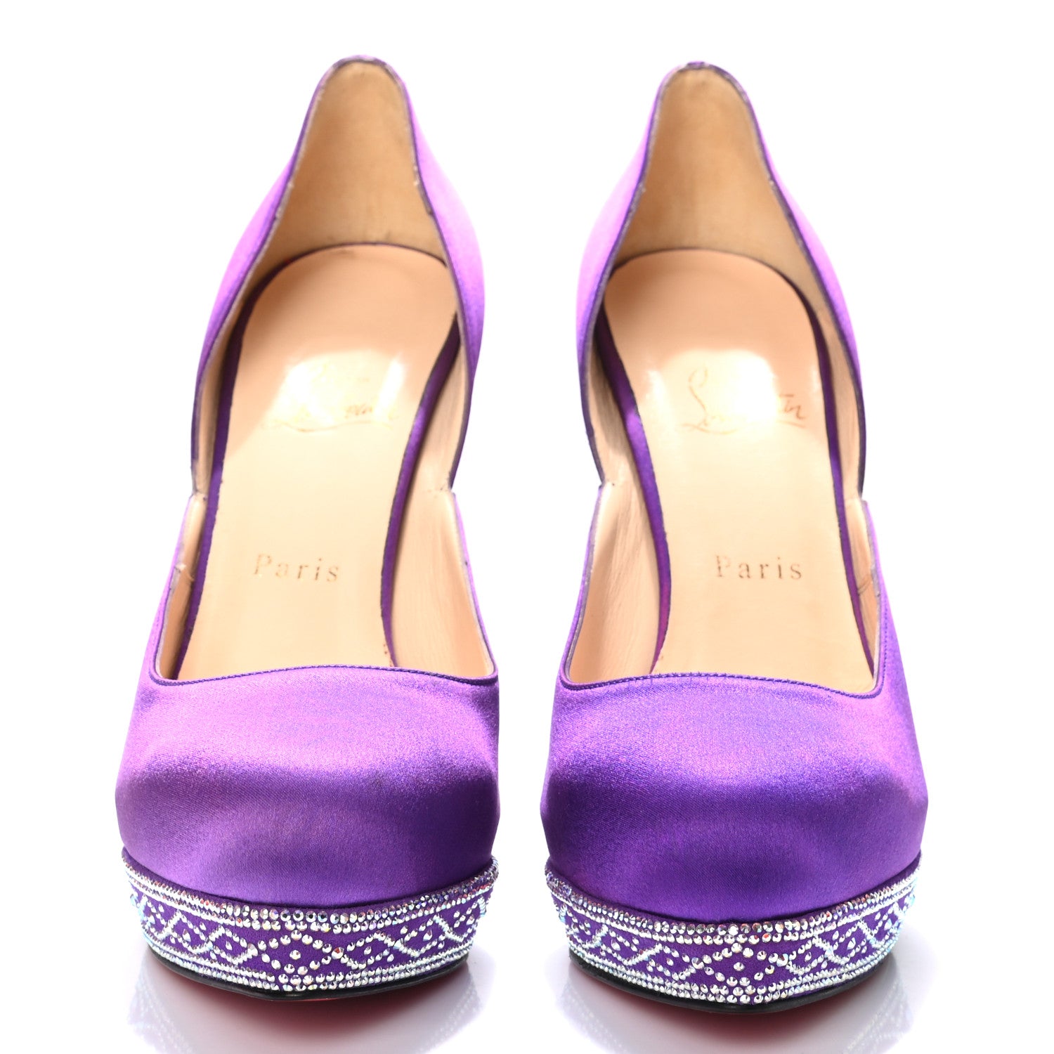 Christian Louboutin Satin Strass Eugenia 140 Pumps 39.5 Purple 2 of 8
