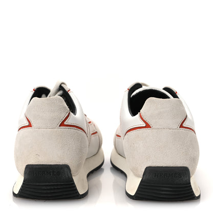 Hermes Calfskin Suede Goatskin Womens Chris Sneakers 36 White Multicolor 6 of 13