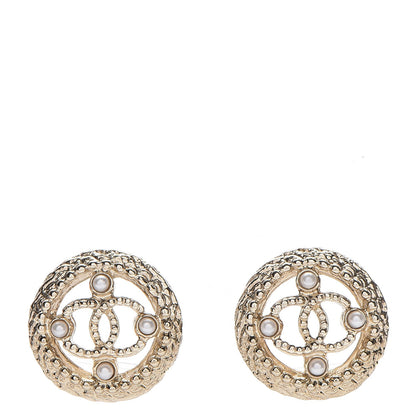 Chanel Pearl CC Round Rope Earrings Gold 1 of 5