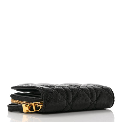 Christian Dior Grained Calfskin Supple Cannage Caro Scarlet Zipped Wallet Black 4 of 8
