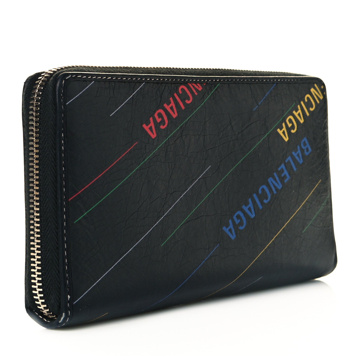 Balenciaga Agneau Arena Logo Multicolor Print Bazar Continental Zip Around Wallet Black Multicolor 2 of 10