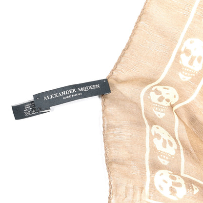 Alexander McQueen Silk Chiffon Skull Scarf Beige Ivory 3 of 4